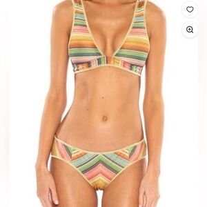 Becca Virtue Multicolor Striped Bikini Set D cup.